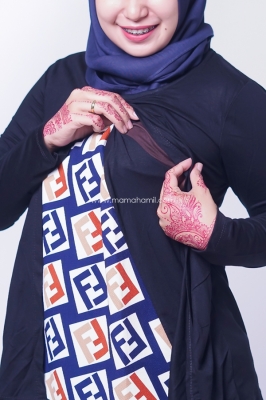 Baju Atasan Ibu Hamil Muslim Cardigan FF Camila Long Blouse - SJ 372 Biru